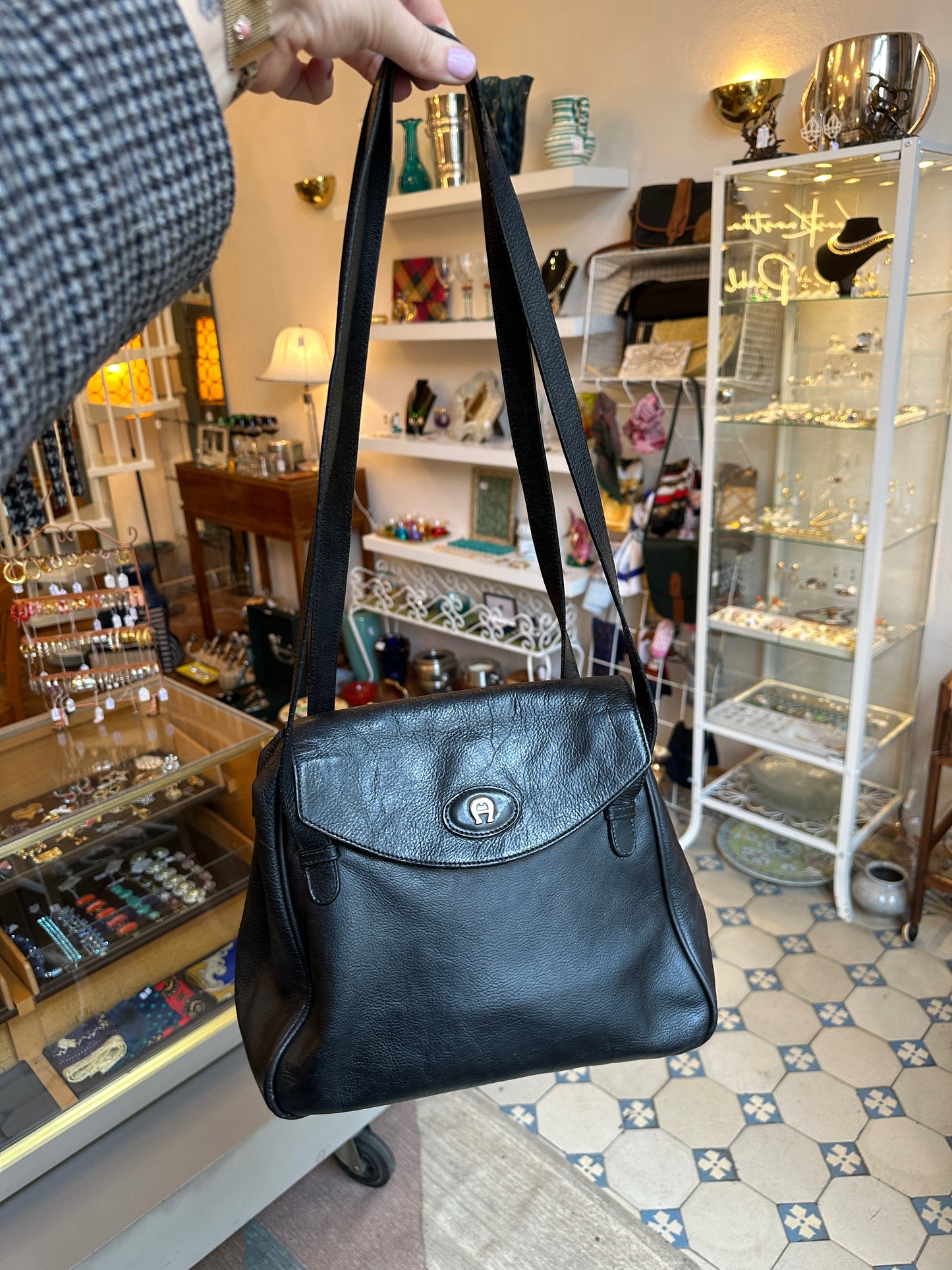 Vintage Handtasche von Etienne Aigner in Schwarz