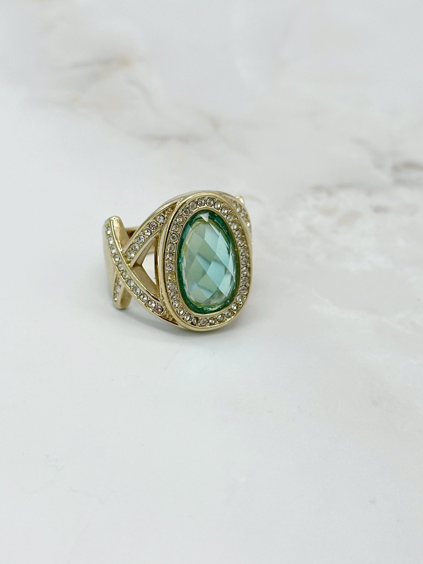 Statement Ring Pierre Lang Grün Vergoldet