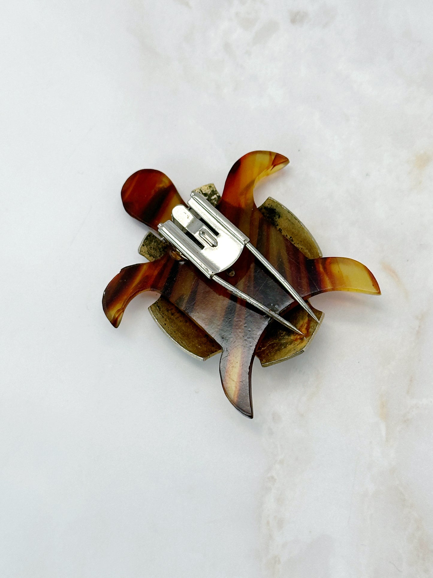 Vintage Kleiderclip Schildkröte Versilbert