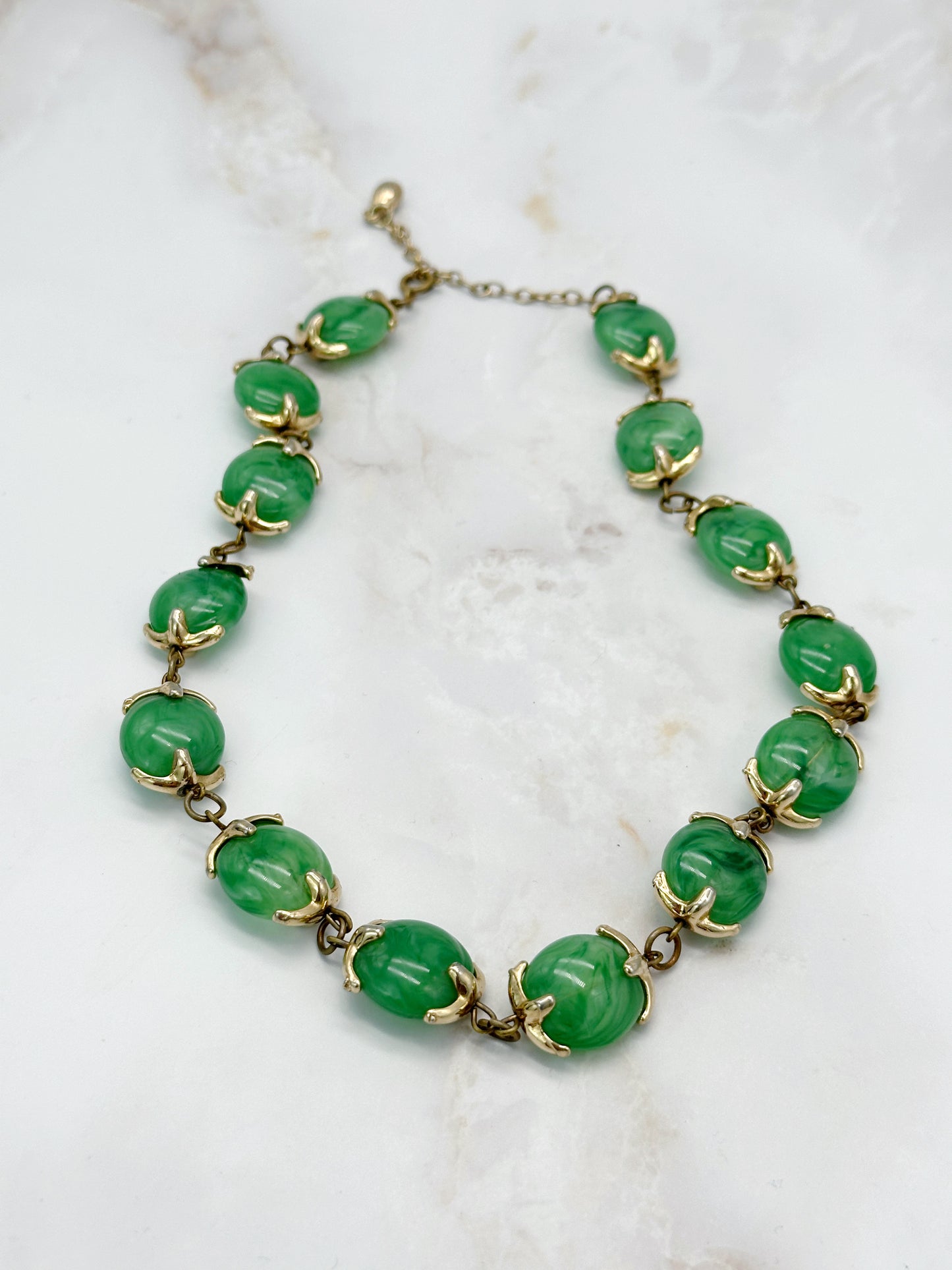 Vintage Collier Apfelgrün Vergoldet 50er Jahre