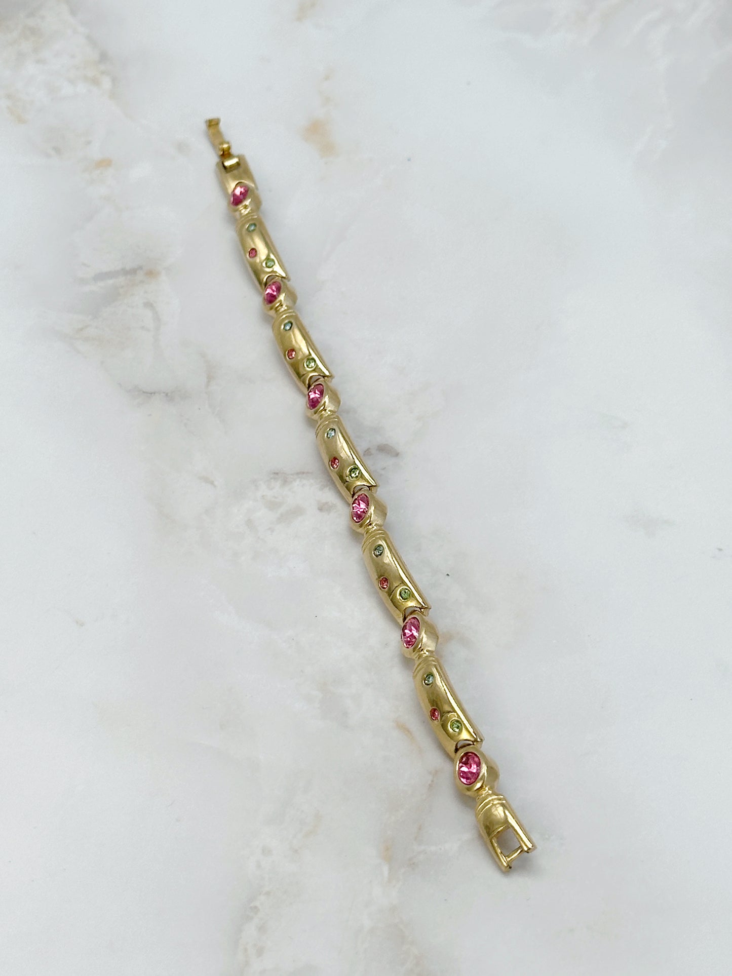 Vintage Armband Vergoldet mit Pastellkristallen