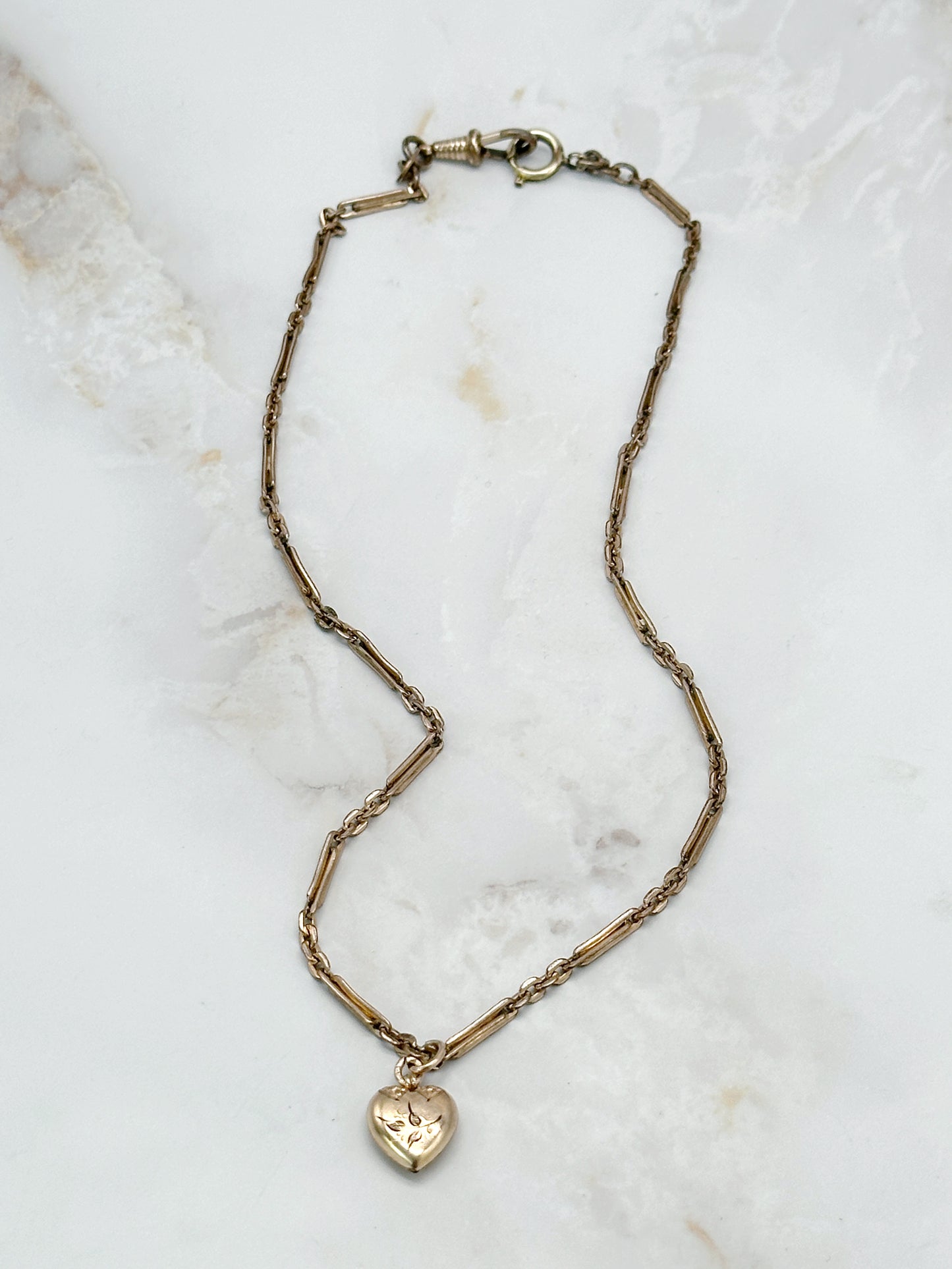 Antike Doublé Kette mit Herzmedaillon