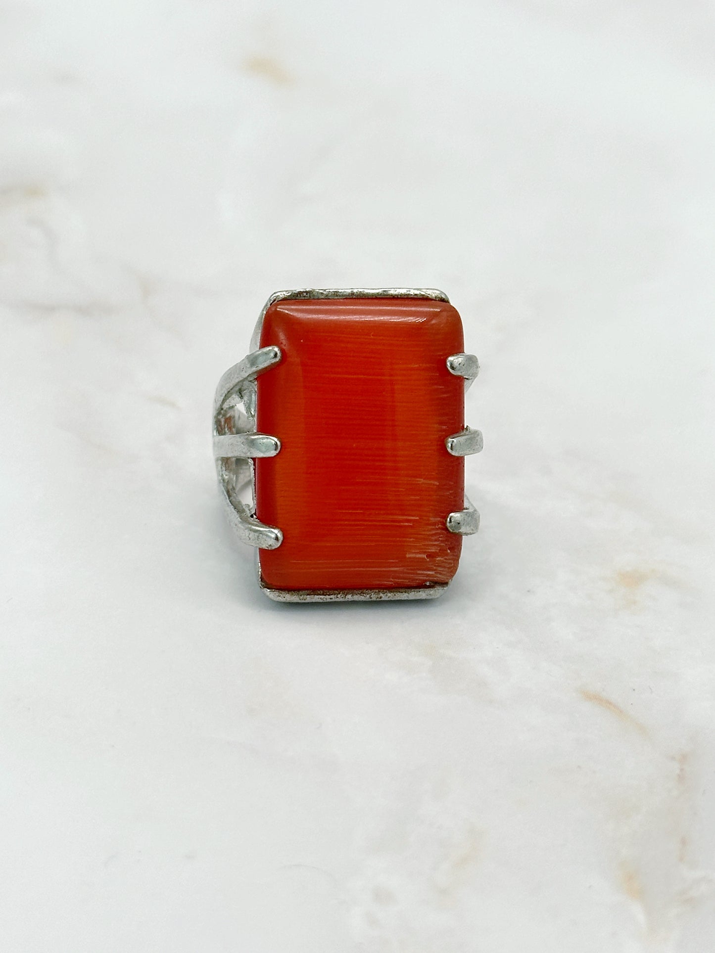 Massiver Vintage Statement Ring Oranges Glas