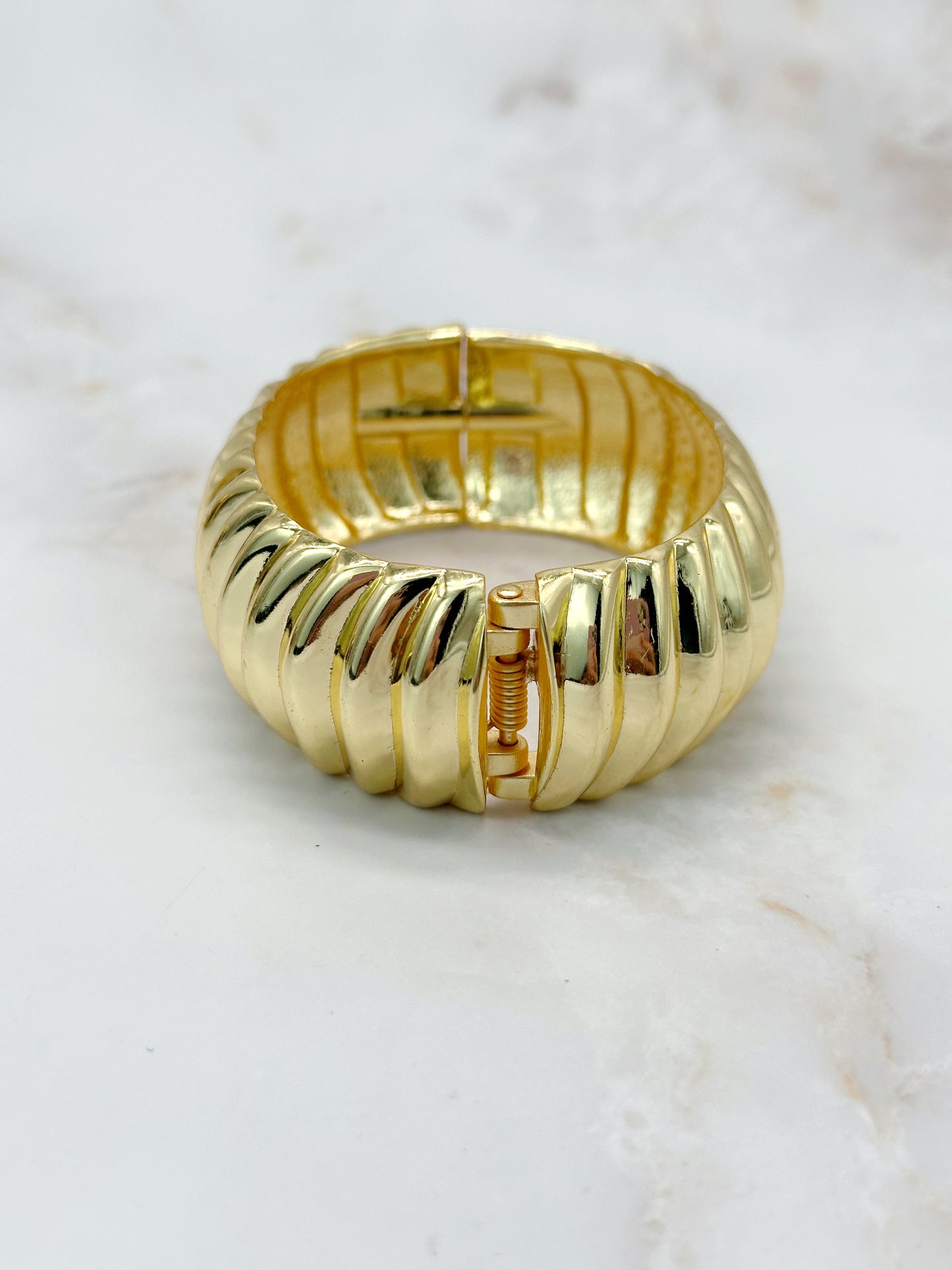Vintage Armreif Vergoldet Gerilltes Design