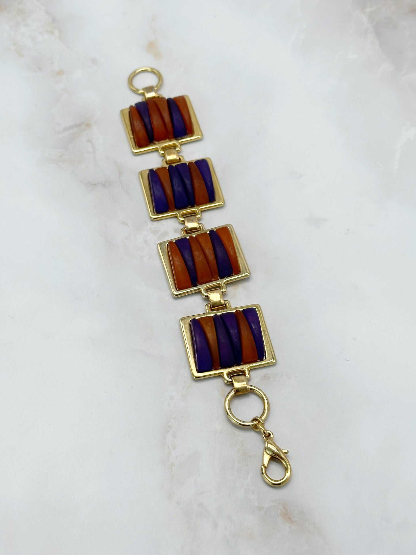 Vintage Armband Vergoldet mit Lila-Braunen Elementen