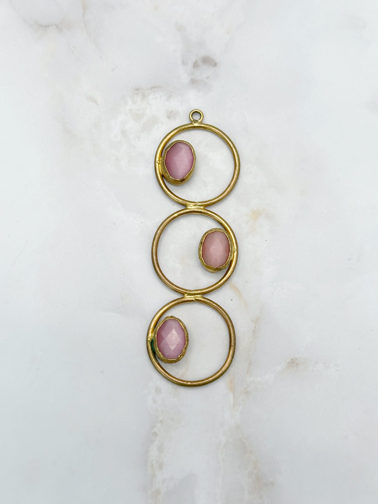 Vintage Anhänger Kreise mit Rosa Glas