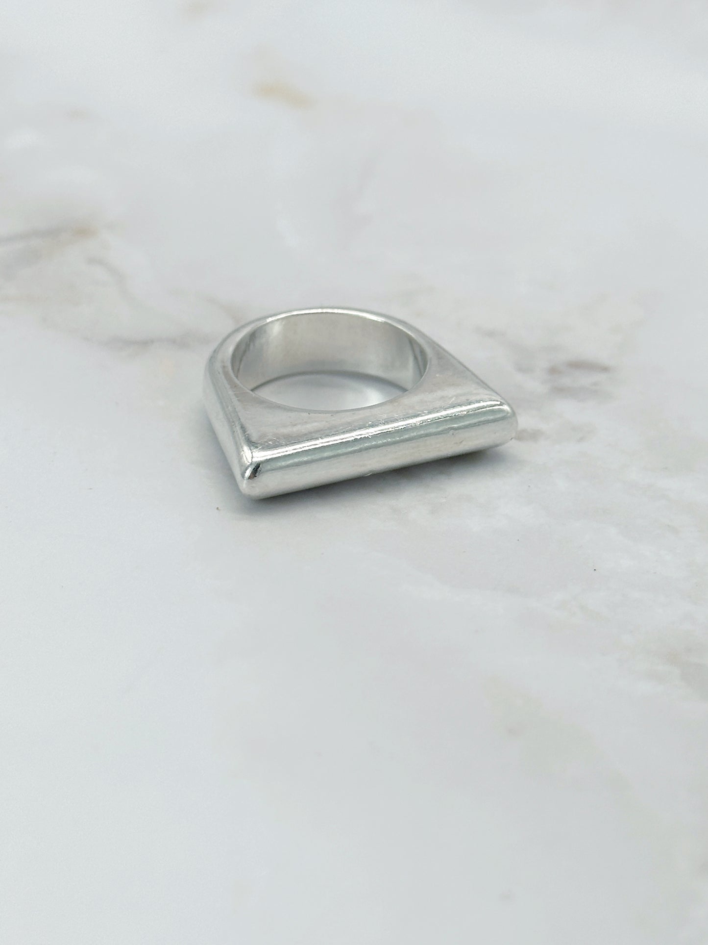 Massiver Vintage Silberring Eckig Sterling Silber