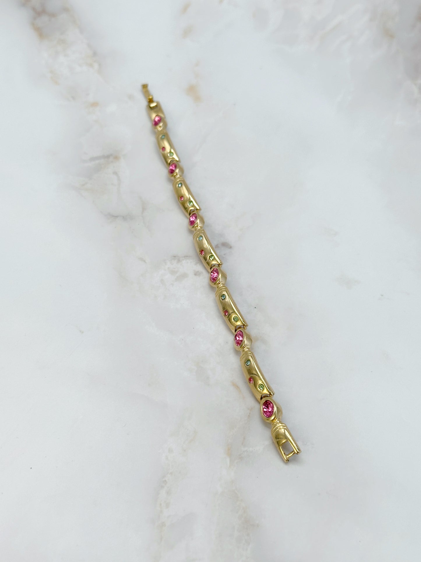 Vintage Armband Vergoldet mit Pastellkristallen