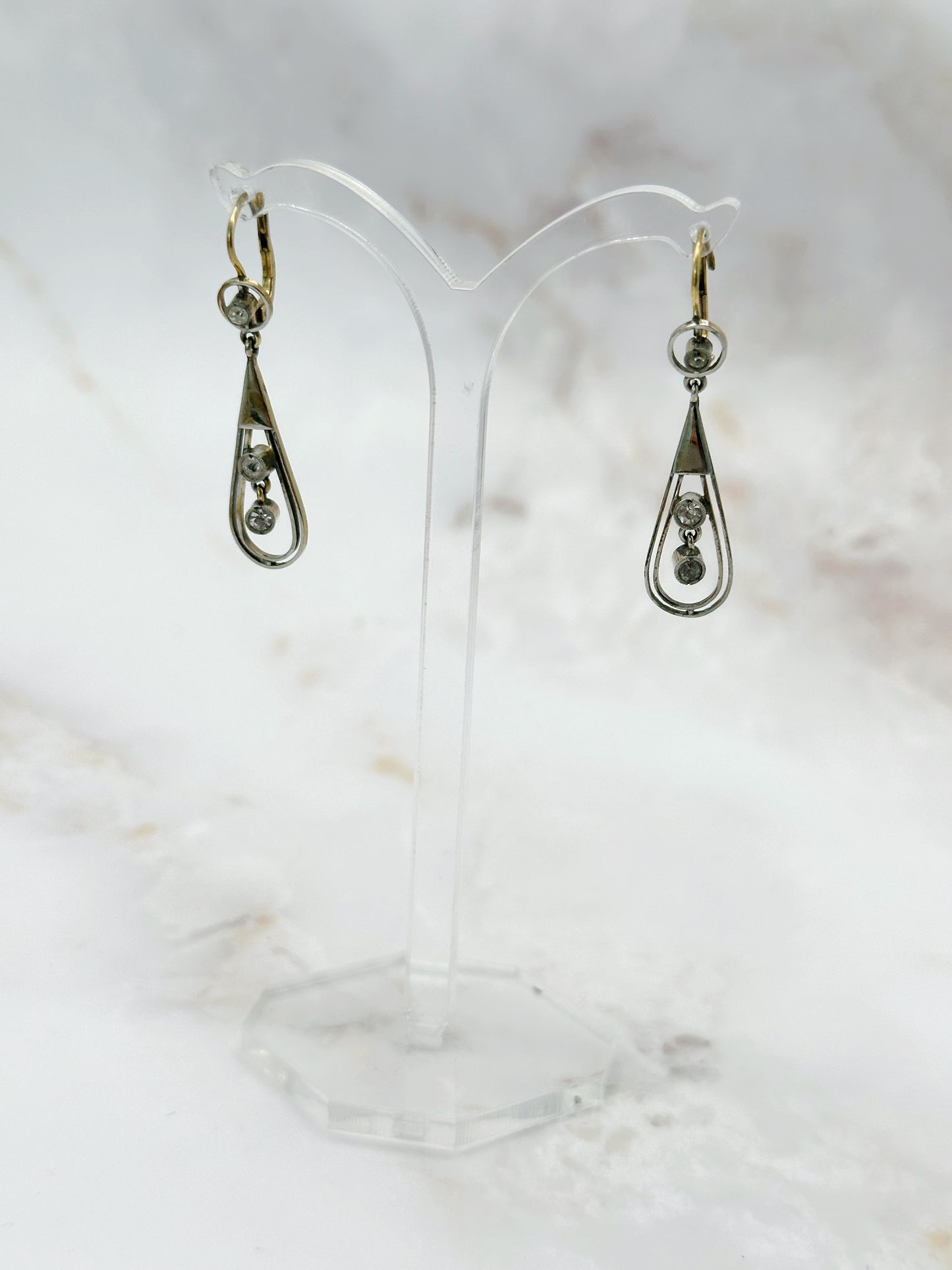 Elegante Art Déco Ohrhänger Tropfenform mit Strass