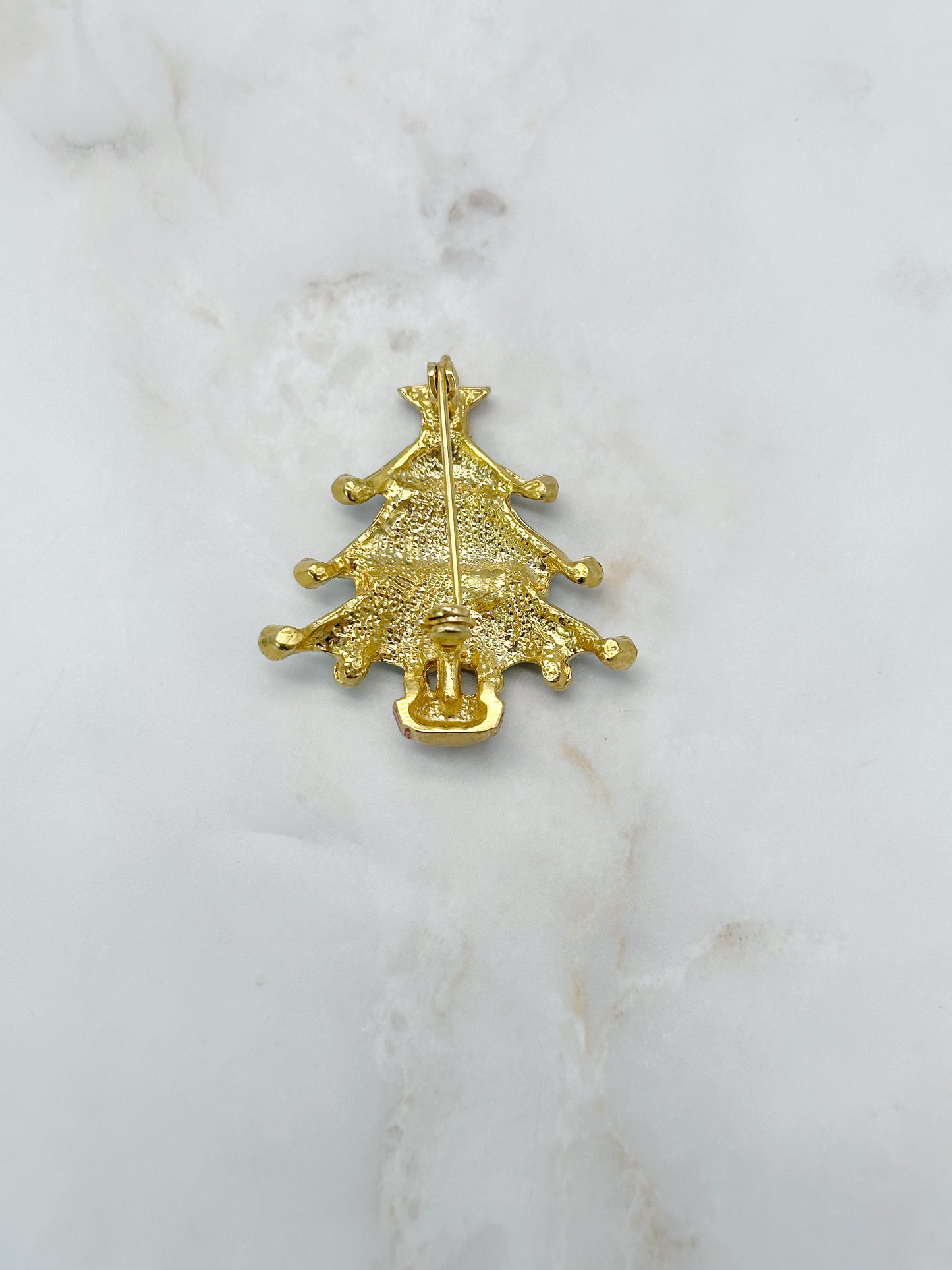 Vintage Weihnachtsbaum Brosche mit Strass