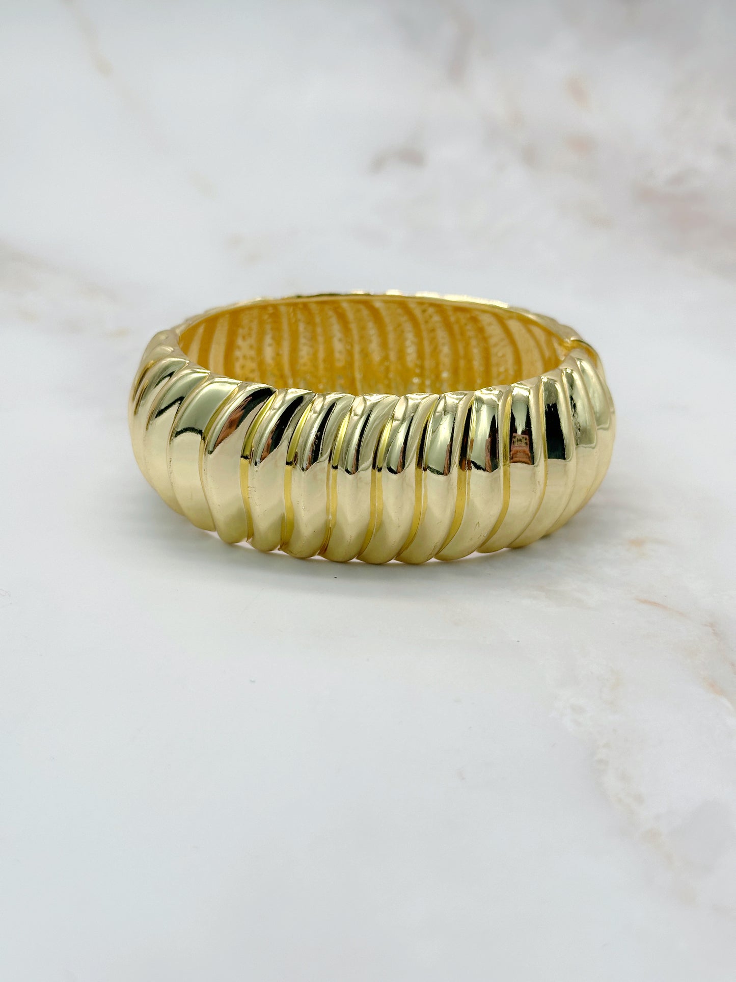 Vintage Armreif Vergoldet Gerilltes Design