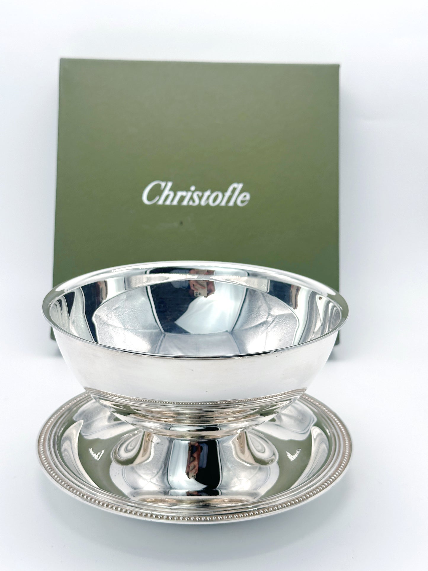 Edle Christofle Saucenschale – Versilbert, inkl. Original-Box und Anti-Anlauf Beutel