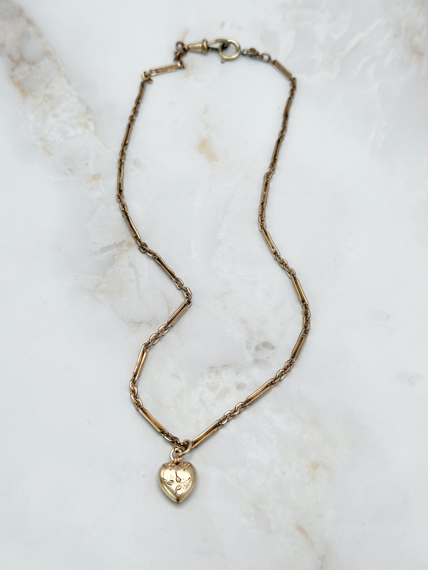 Antike Doublé Kette mit Herzmedaillon