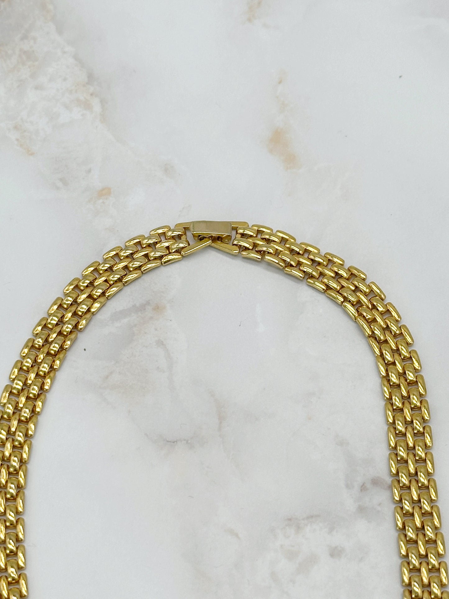 Vintage Halskette V vergoldet mit Strass
