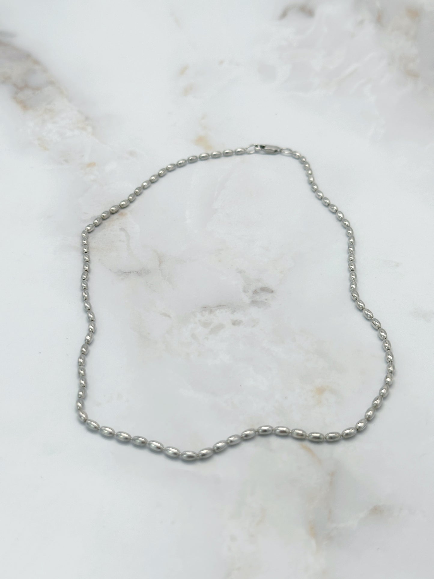 Zarte Vintage Halskette aus 925 Sterling Silber mit ovalen Elementen