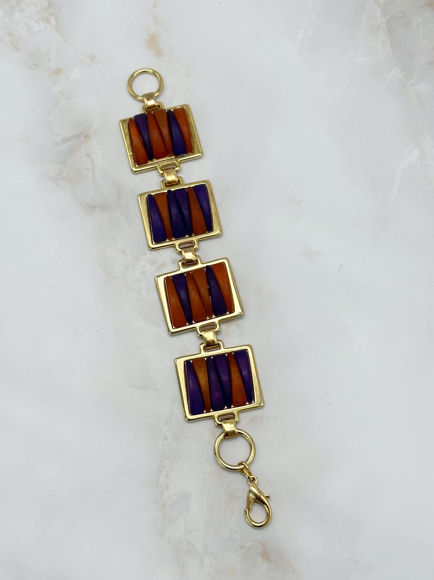 Vintage Armband Vergoldet mit Lila-Braunen Elementen