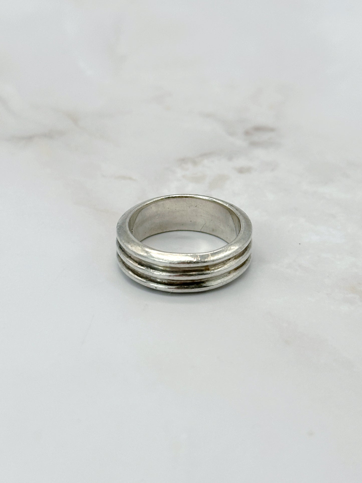 Vintage Ring Silber Gerillte Struktur