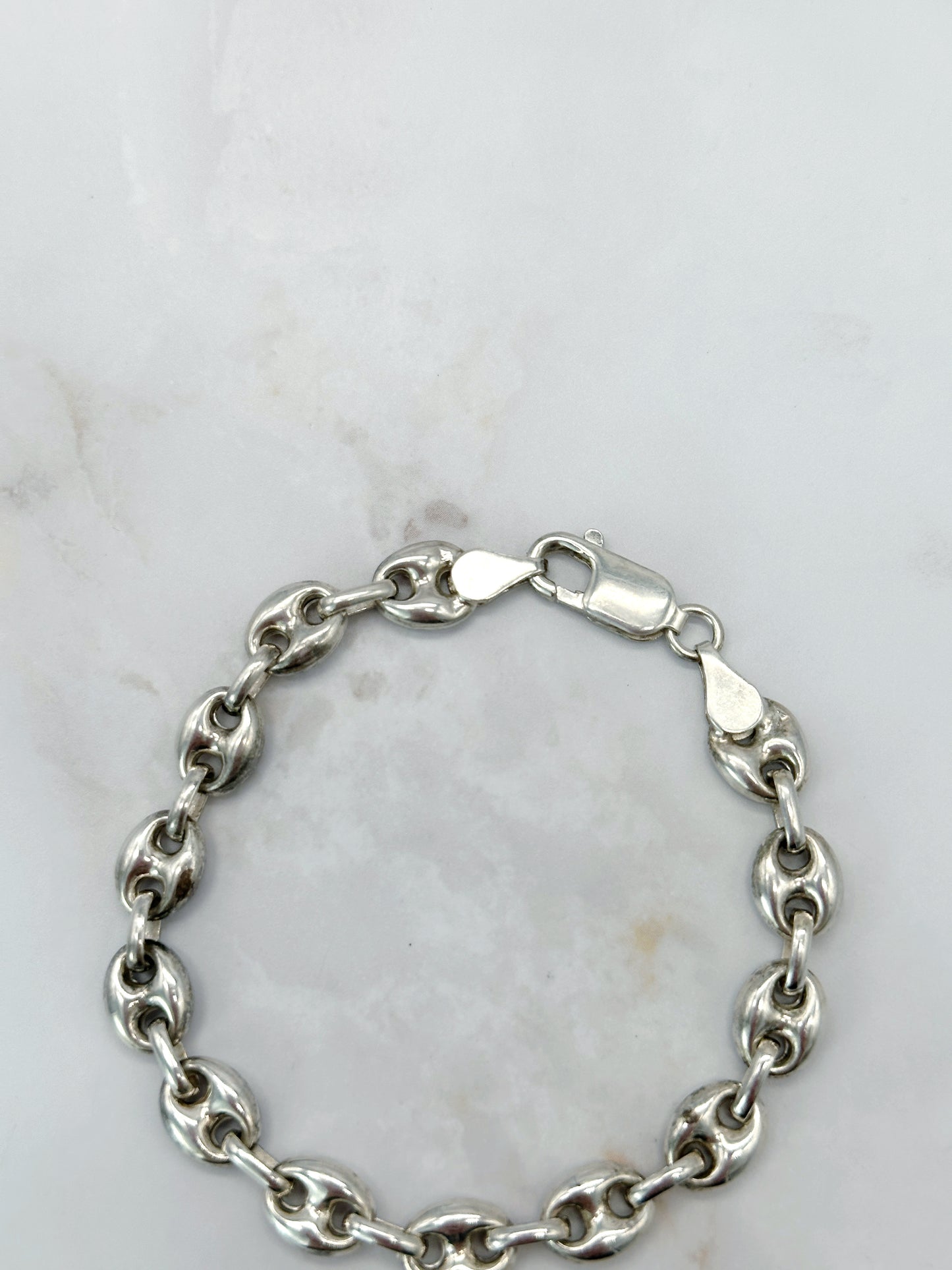 Vintage Silberarmband Kaffeebohnen-Design