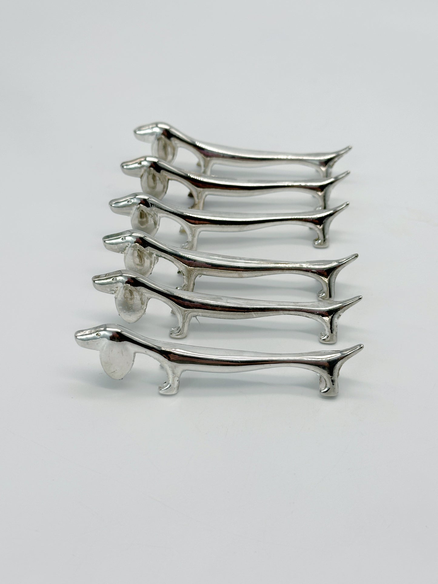 Messerbänkchen Dackel Versilbert 6er Set