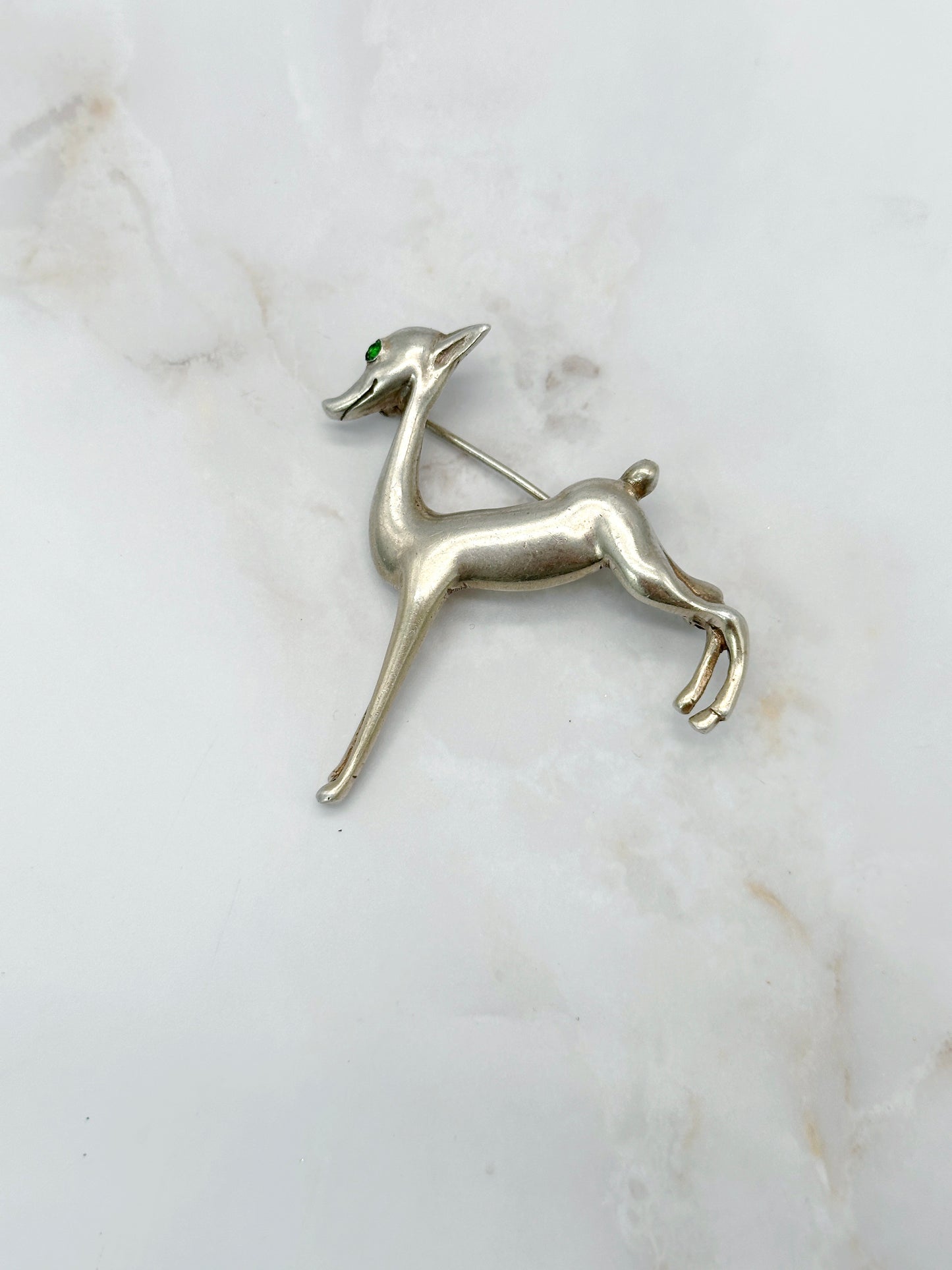 Vintage Windhund Brosche Sterling Silber