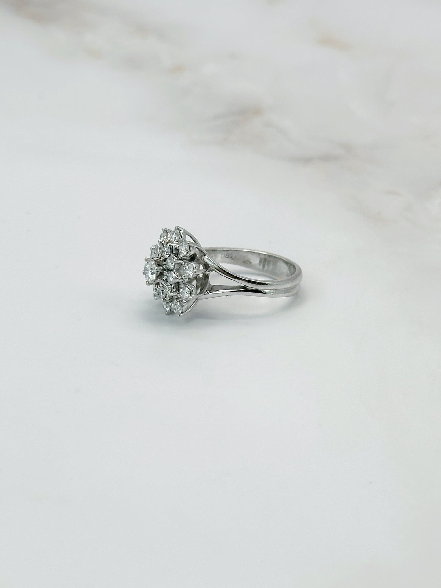 Funkelnder Diamant Cluster Ring in 585 Weißgold – ca. 1,18 ct