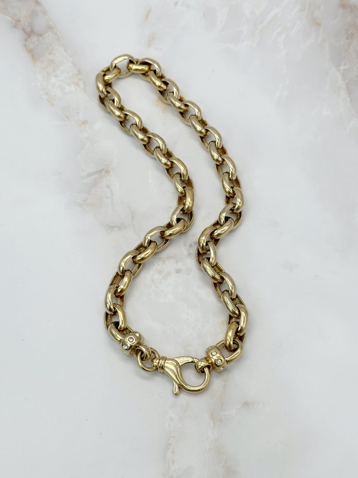 Chunky Vintage Halskette mit Strass & Karabinerverschluss