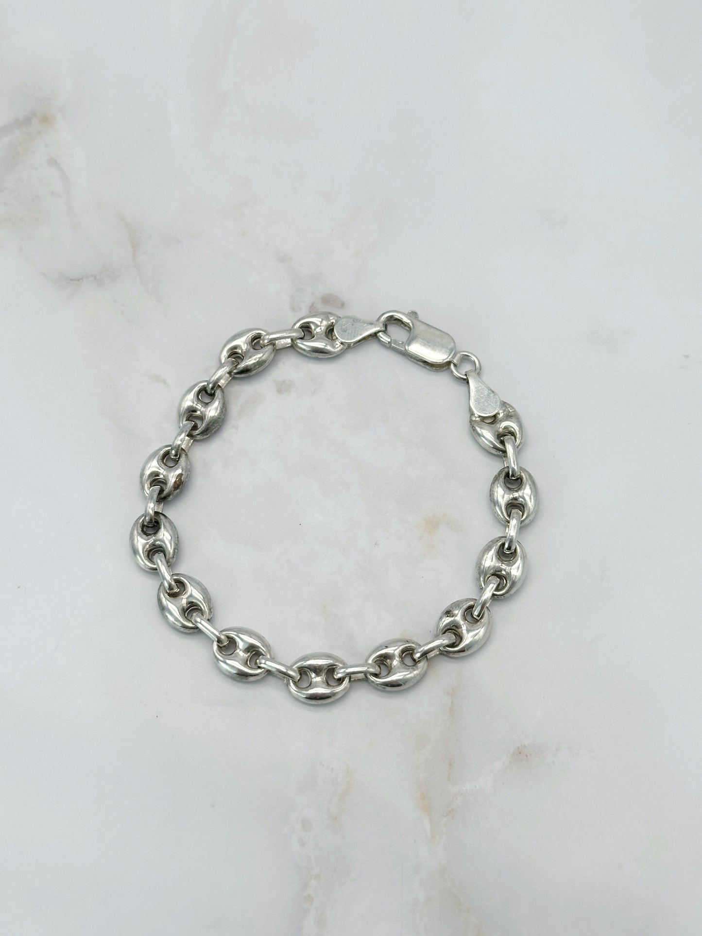 Vintage Silberarmband Kaffeebohnen-Design