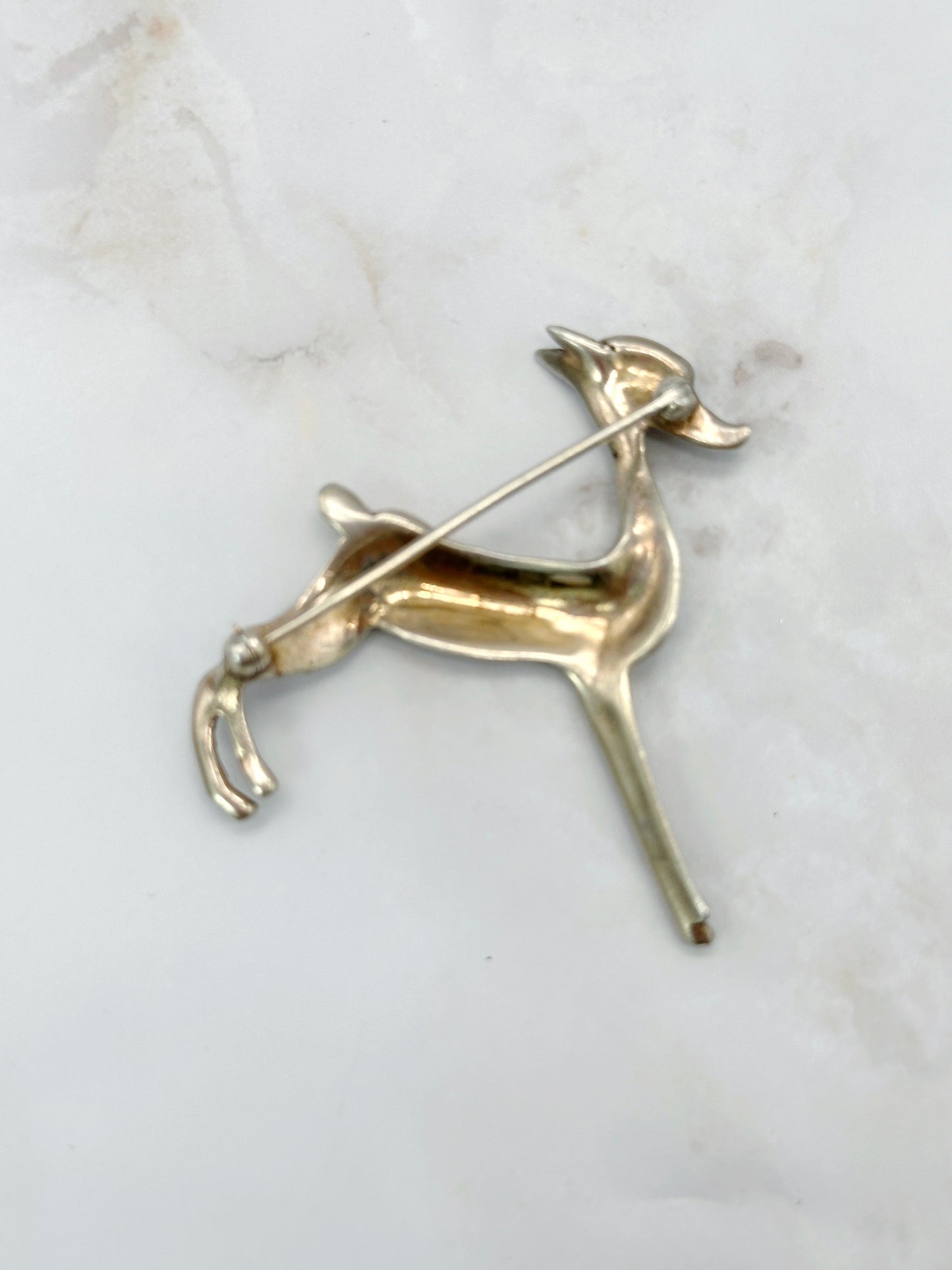 Vintage Windhund Brosche Sterling Silber