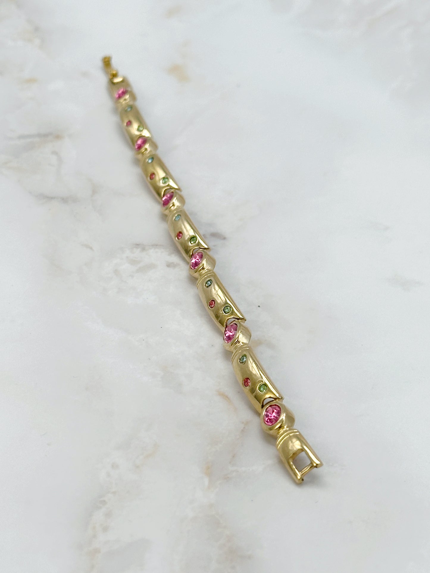Vintage Armband Vergoldet mit Pastellkristallen