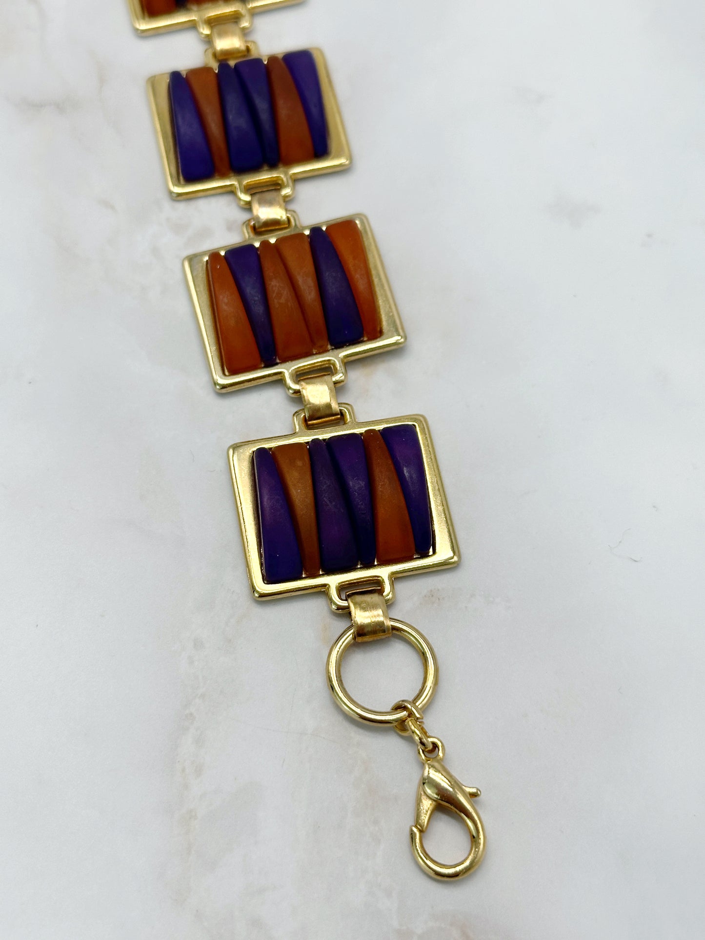 Vintage Armband Vergoldet mit Lila-Braunen Elementen