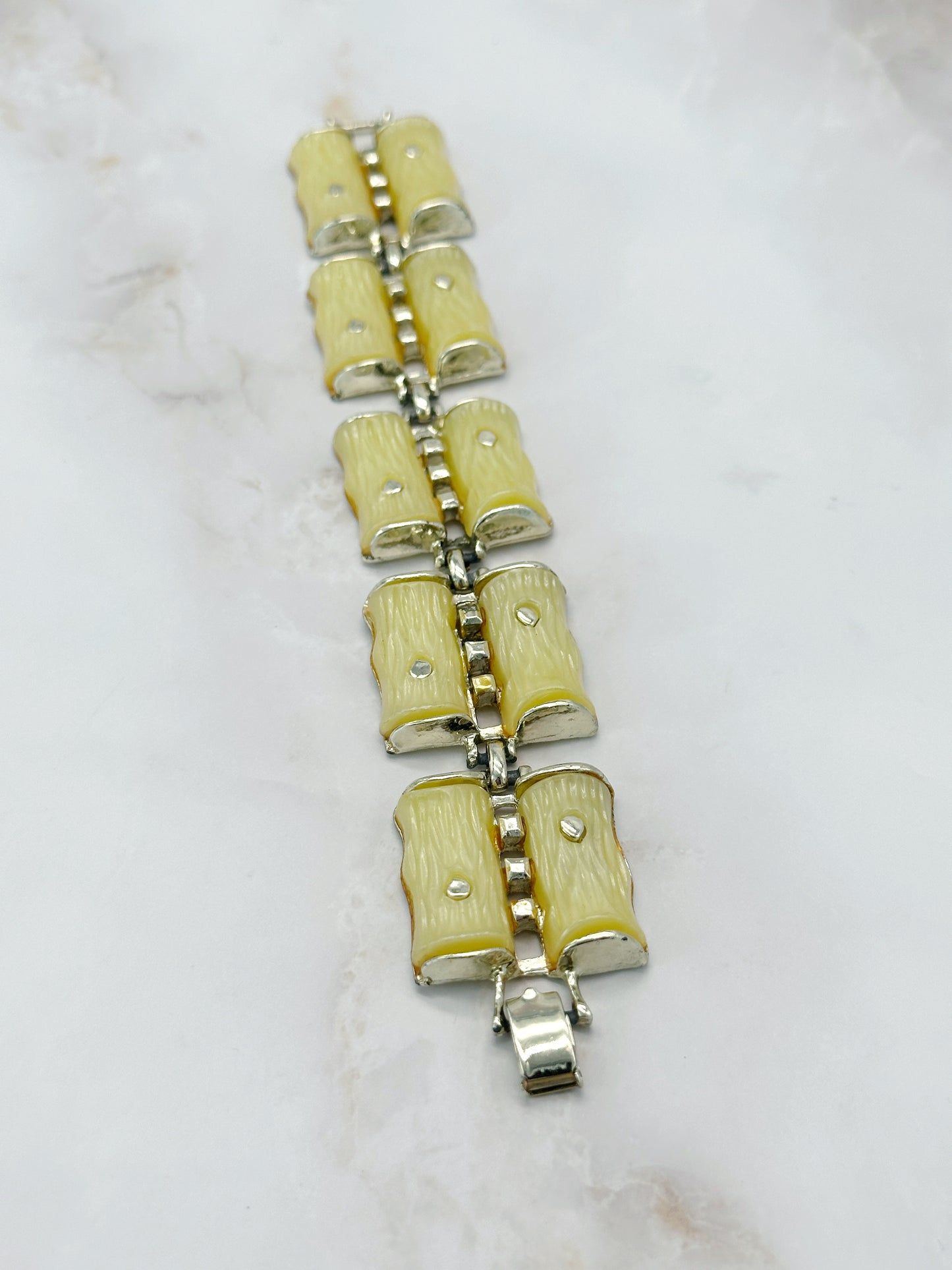 Vintage Lucite Armband Gelb Bambus-Design