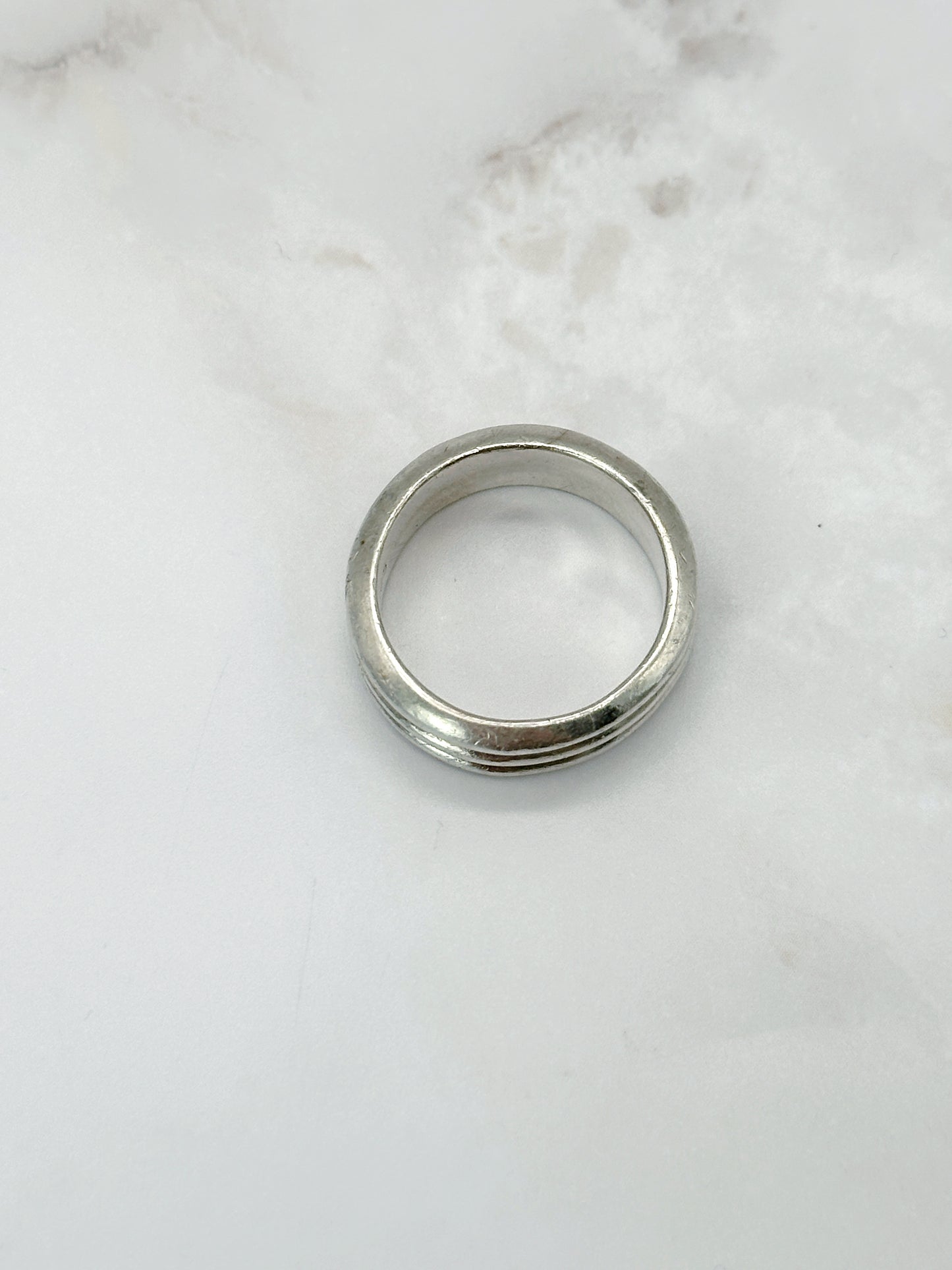 Vintage Ring Silber Gerillte Struktur