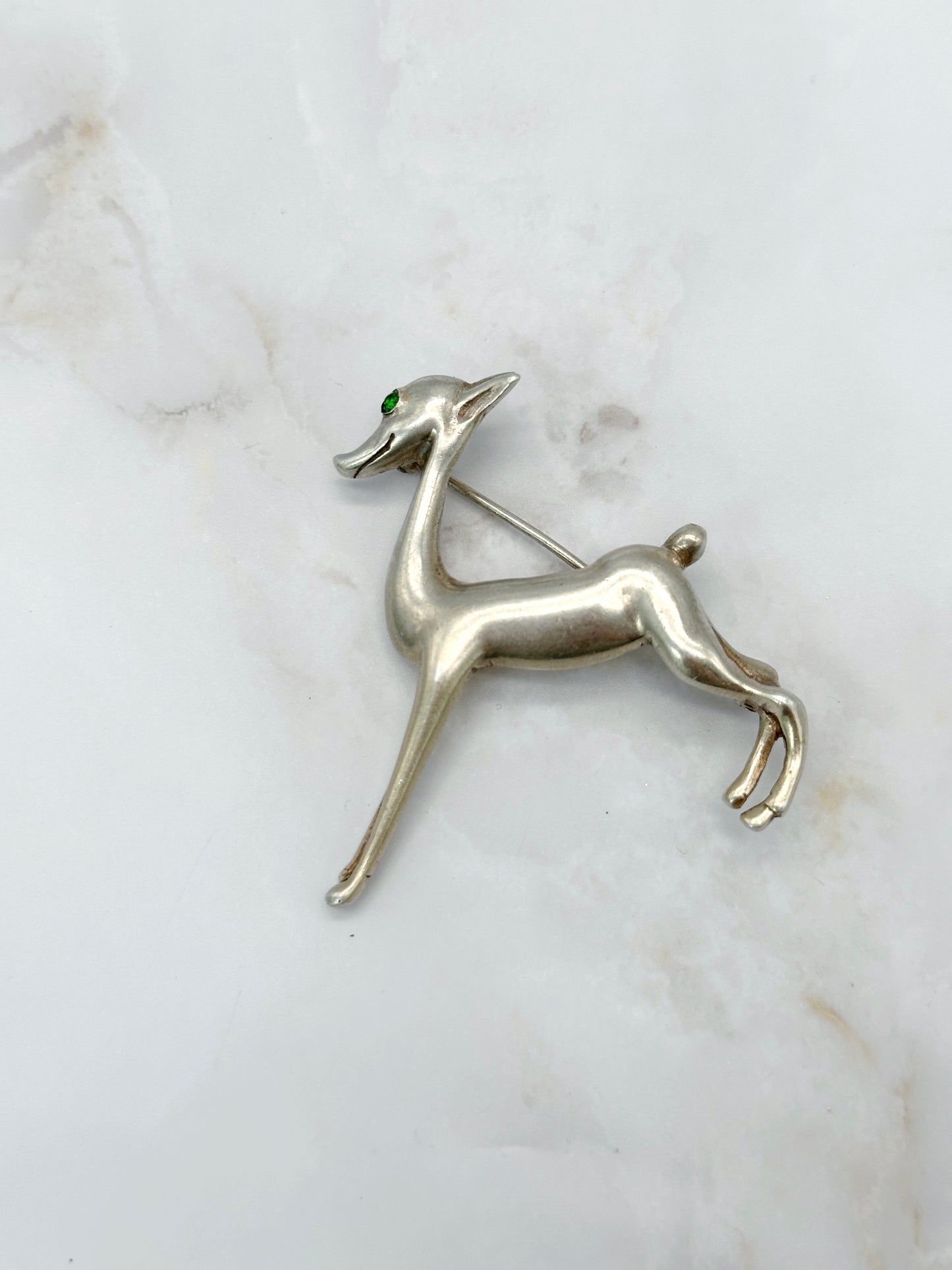 Vintage Windhund Brosche Sterling Silber