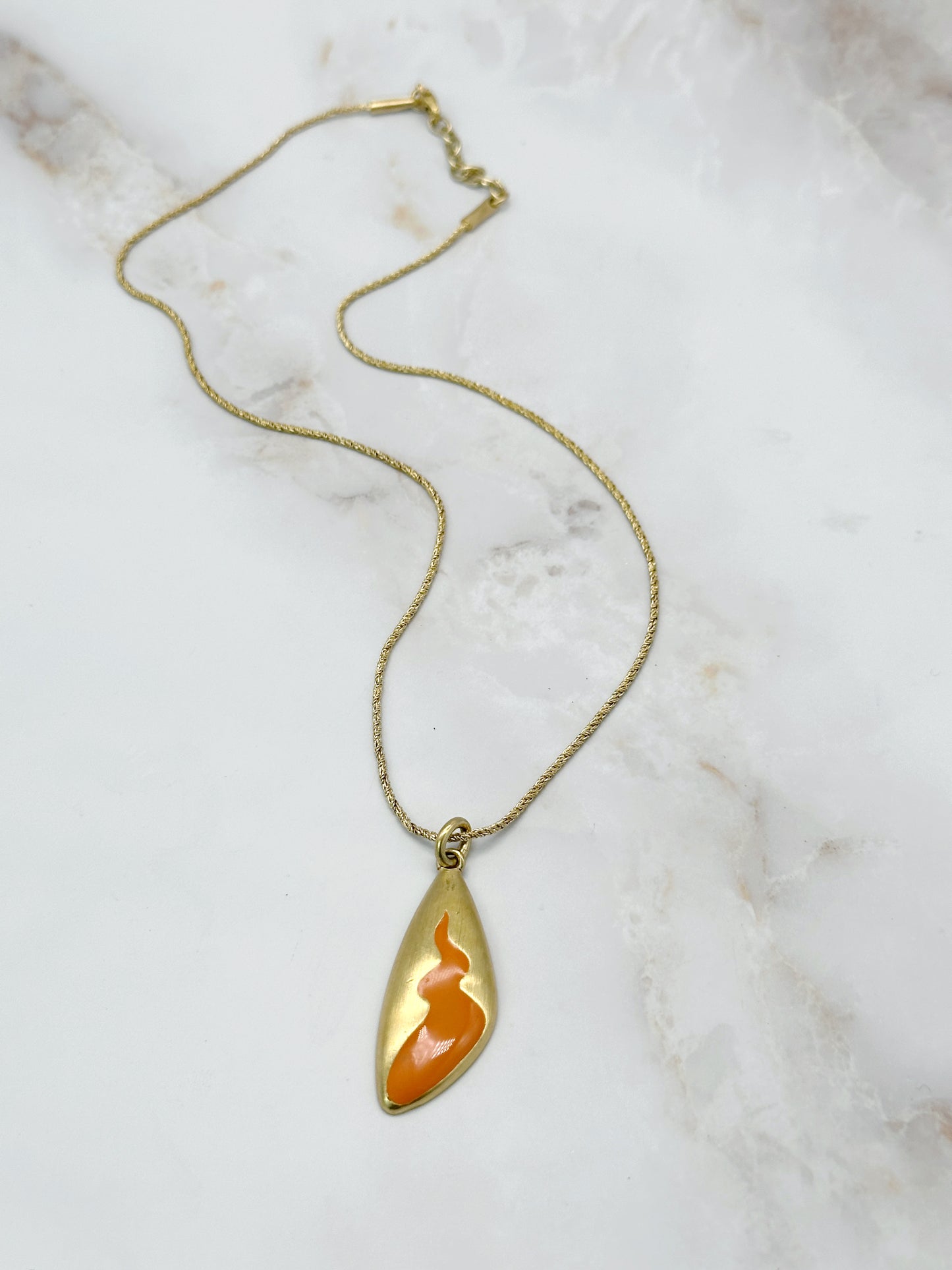 Atlante Creation Paris Vintage Halskette Vergoldet Oranges Emaille