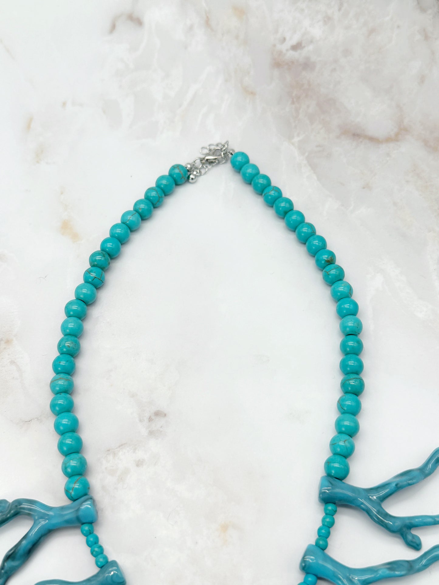 Vintage Collier Türkis Perlen & Blaue Korallenäste