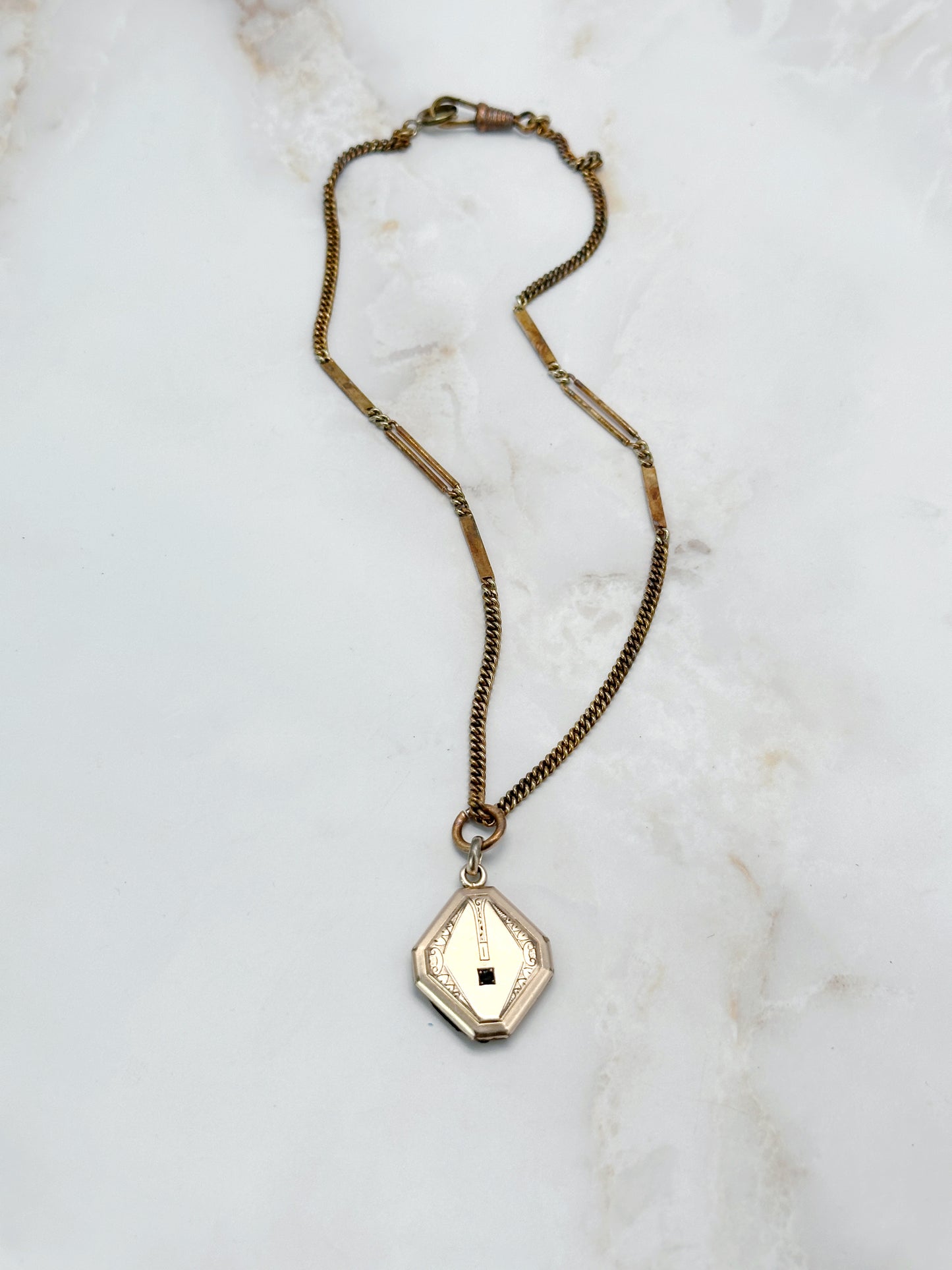 Antike Jugendstil Kette mit Medaillon Doublé