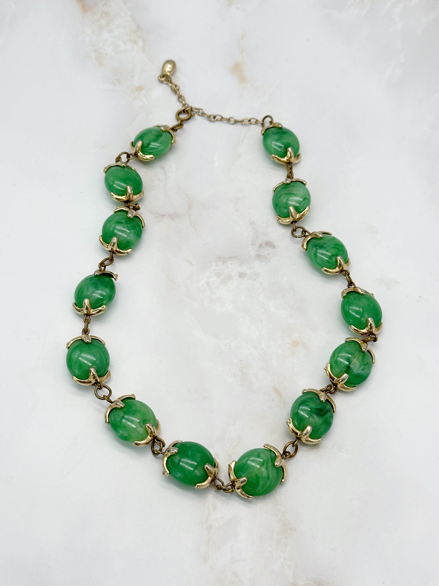Vintage Collier Apfelgrün Vergoldet 50er Jahre