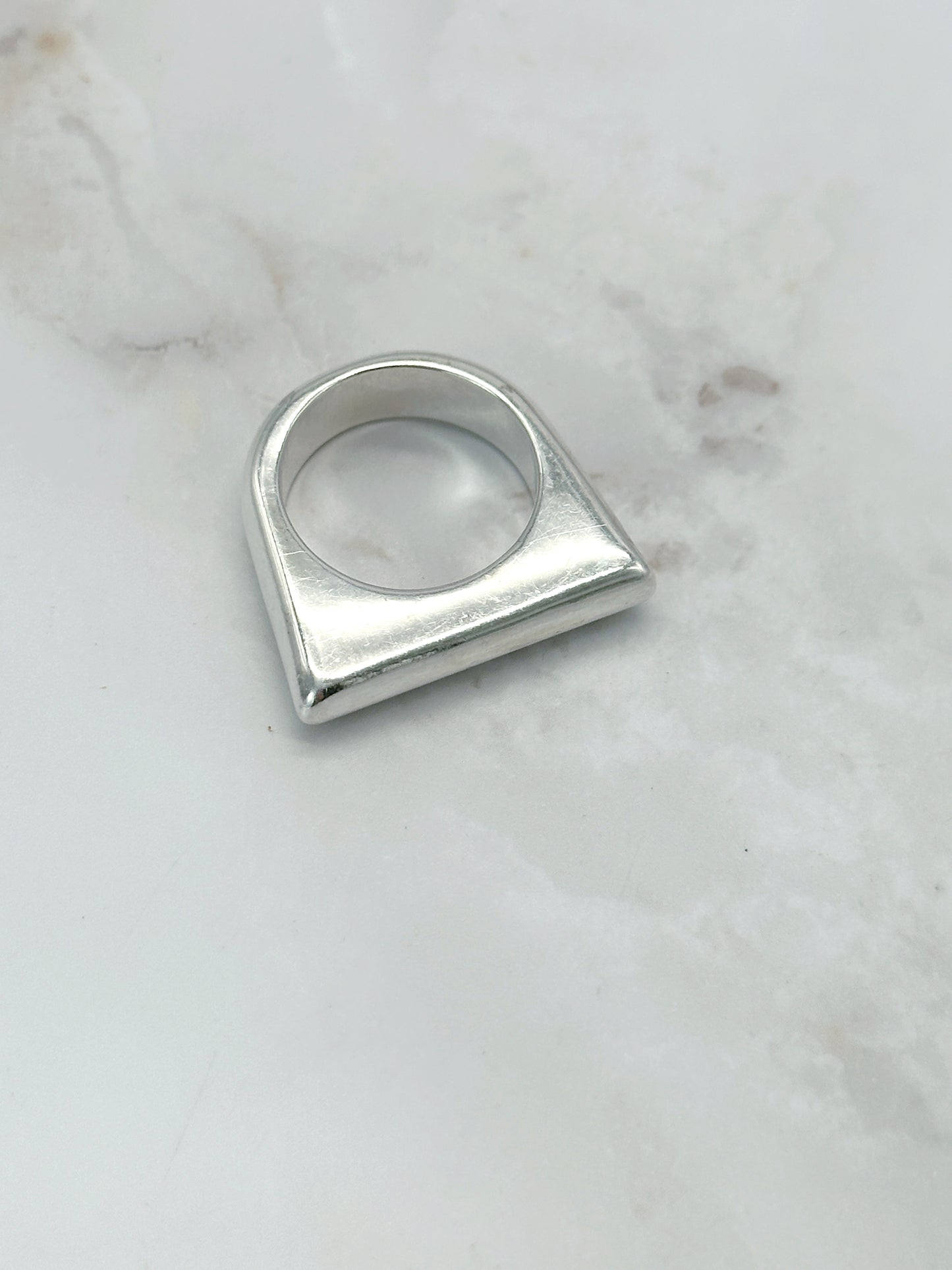 Massiver Vintage Silberring Eckig Sterling Silber