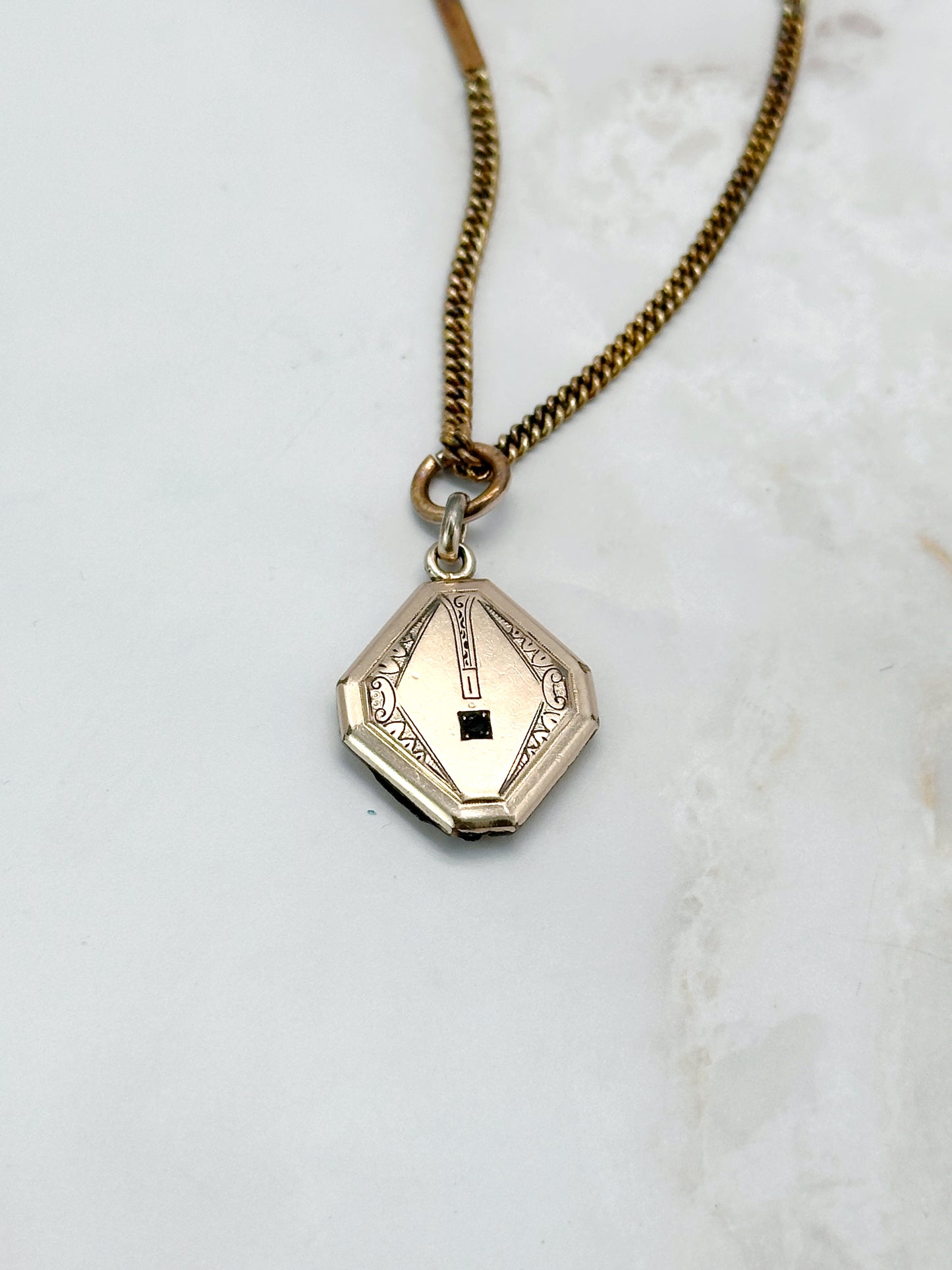 Antike Jugendstil Kette mit Medaillon Doublé