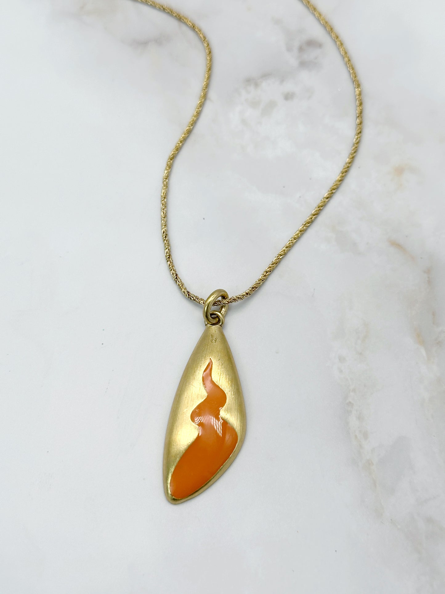 Atlante Creation Paris Vintage Halskette Vergoldet Oranges Emaille