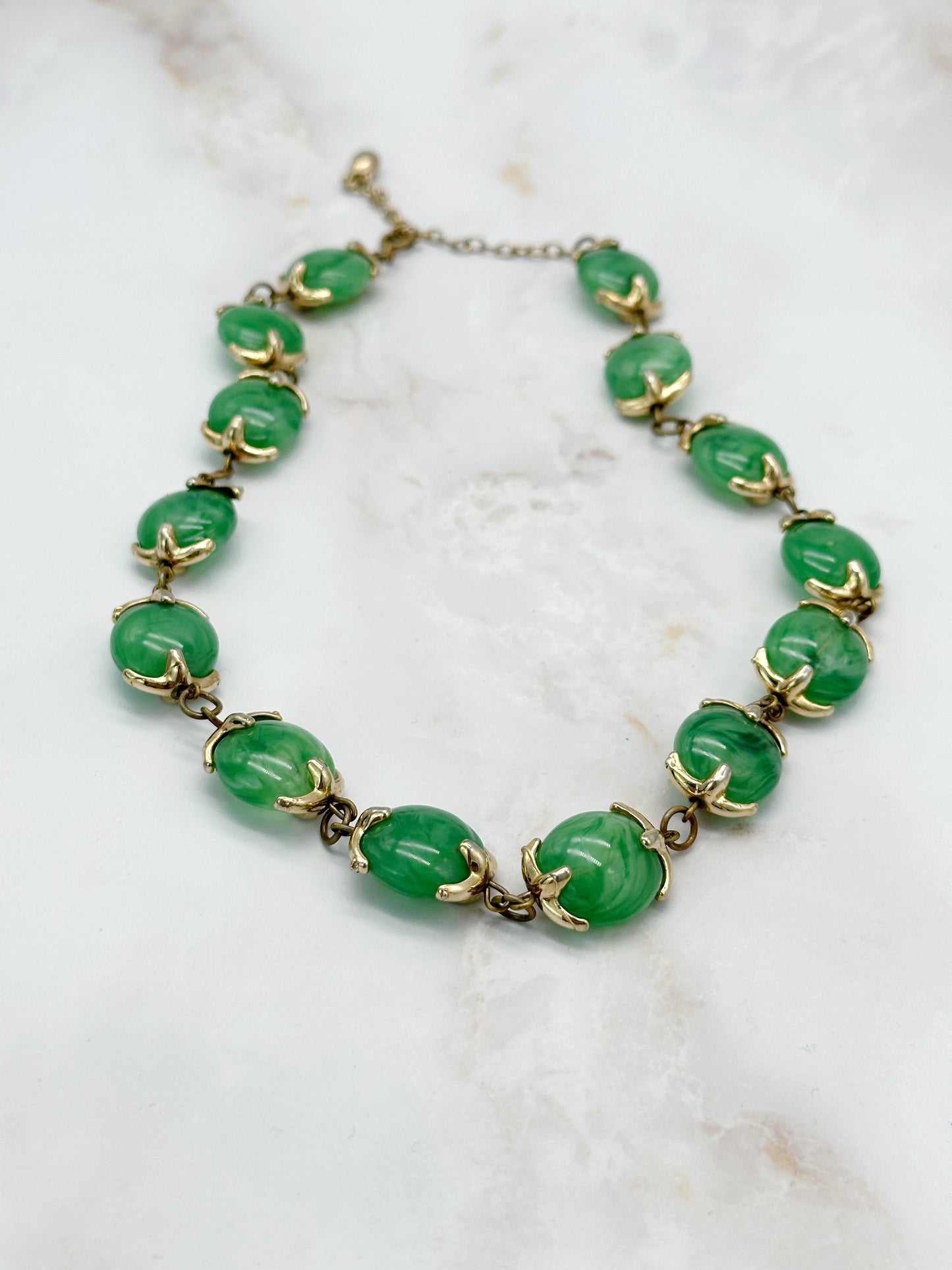 Vintage Collier Apfelgrün Vergoldet 50er Jahre