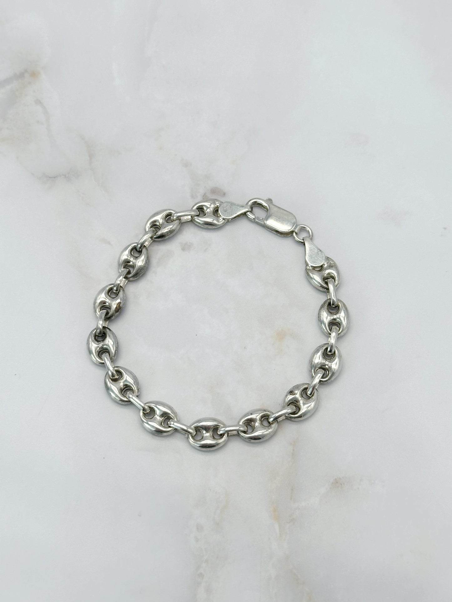 Vintage Silberarmband Kaffeebohnen-Design