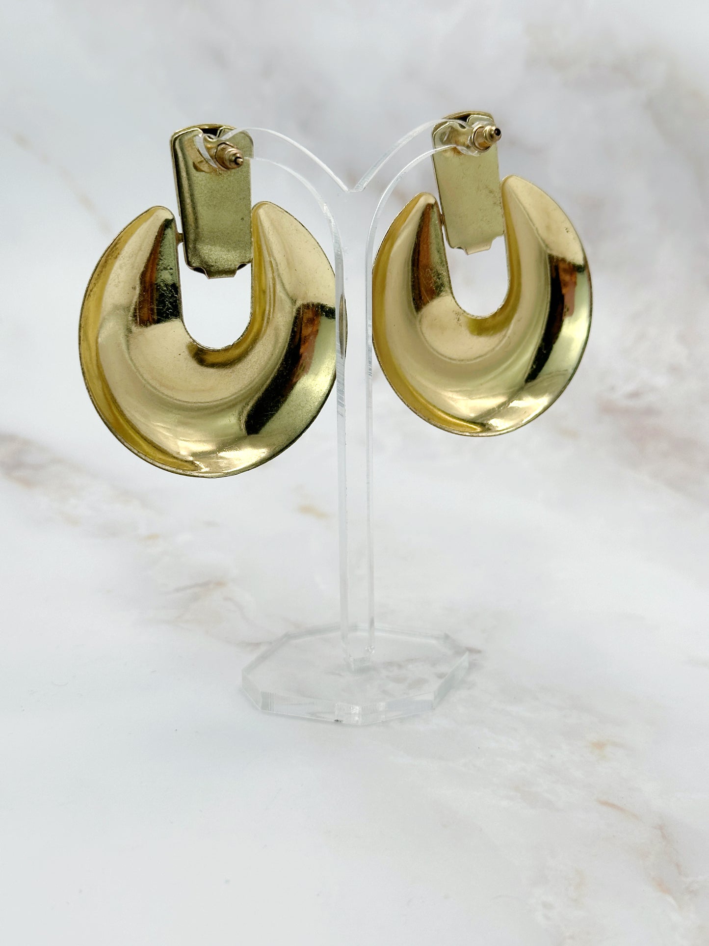 Vintage Doorknocker Ohrringe Silberfarben & Leo-Print