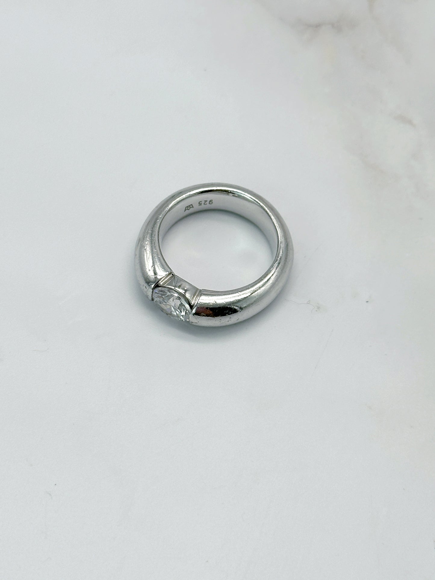 Silberring mit Kristallglas Statement