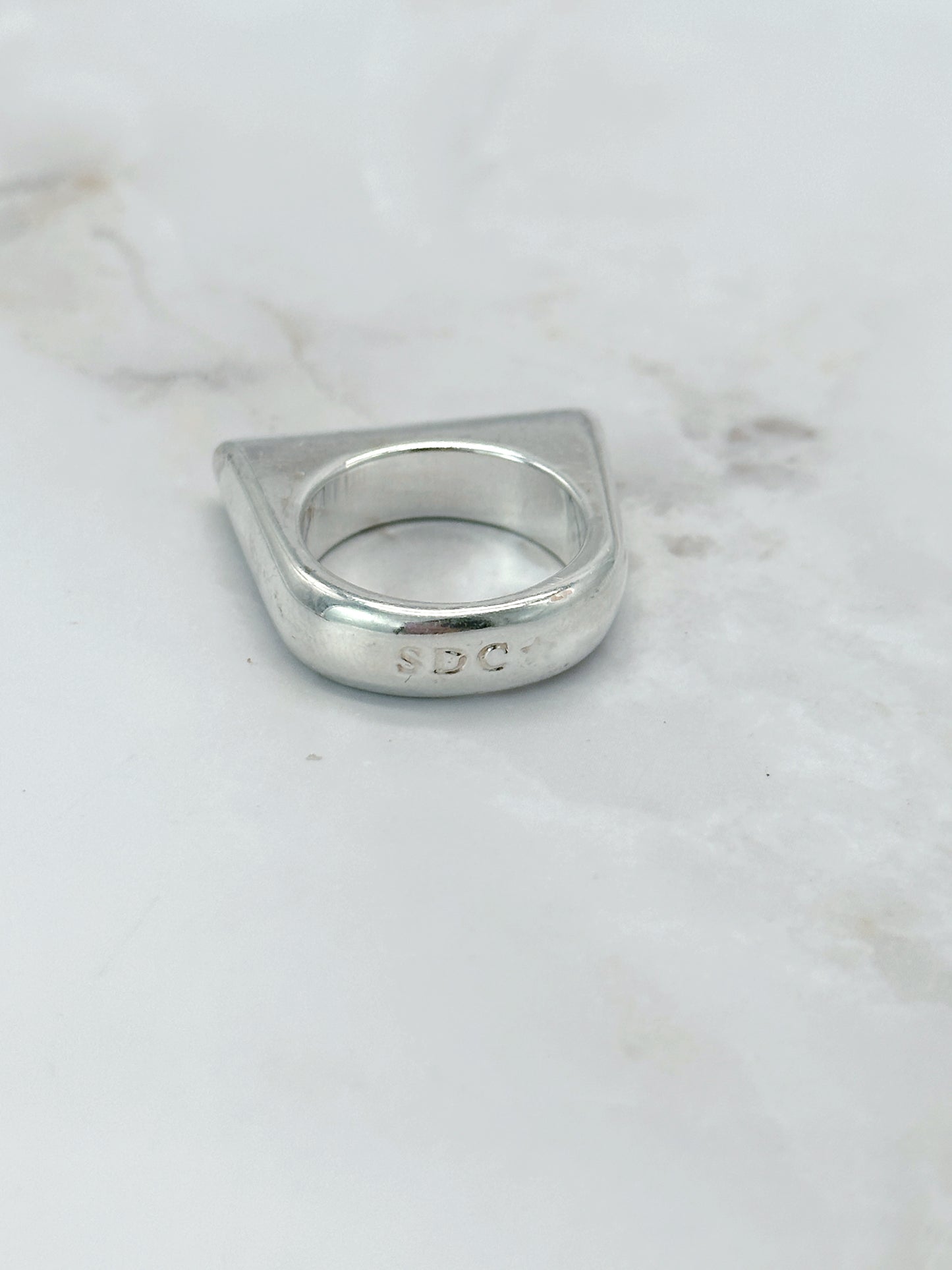 Massiver Vintage Silberring Eckig Sterling Silber