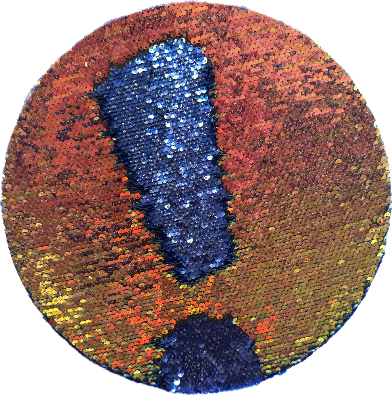Amelie Goetzl aus der Serie: CIRCLES, 2025 Wendepaillettenstoff bearbeitet auf Keilrahmen