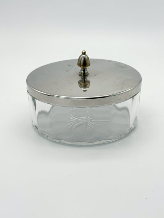 Art Déco Glasdose mit Versilbertem Deckel
