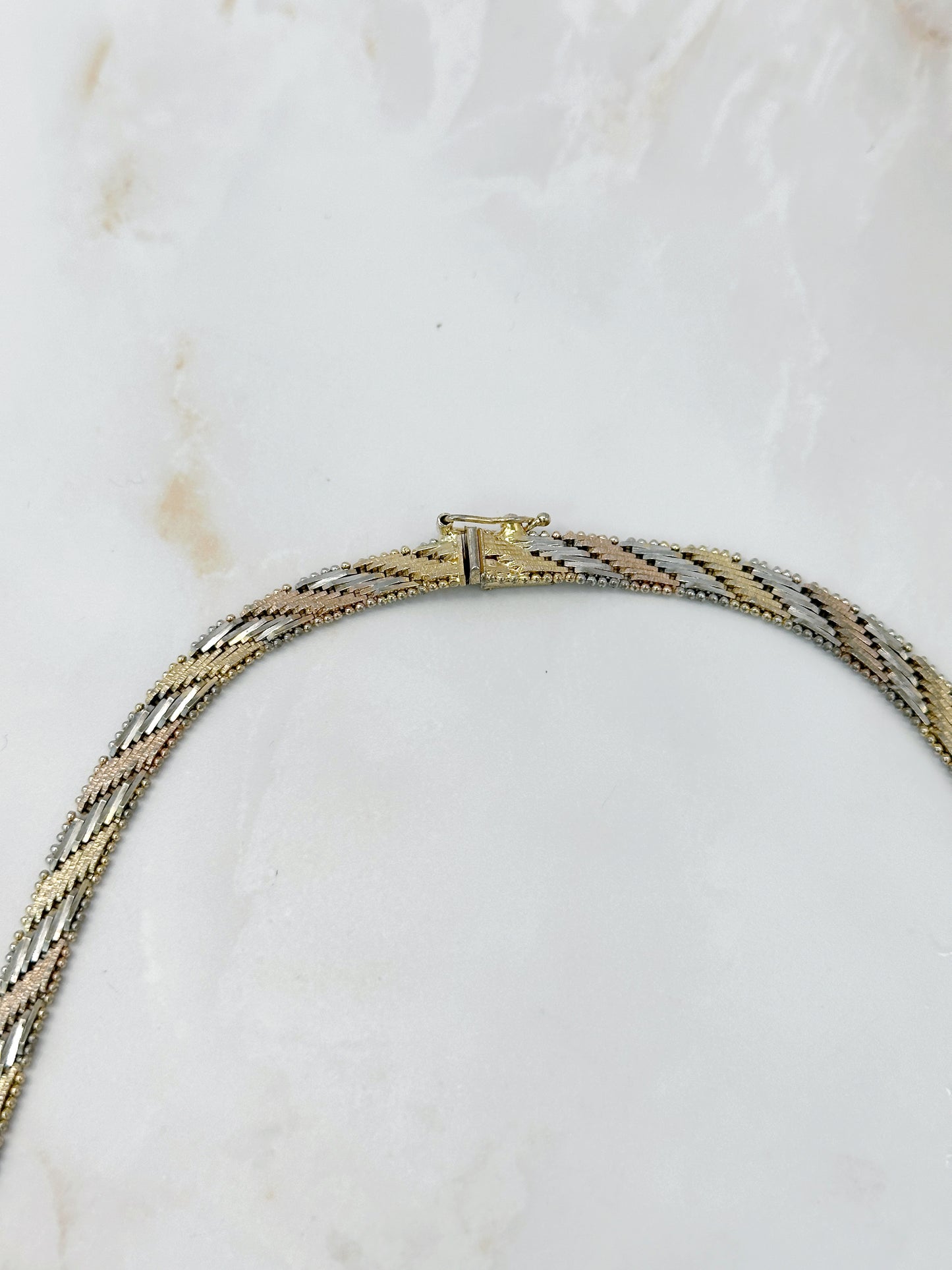 Vintage Tricolor Halskette aus vergoldetem 925 Sterling Silber