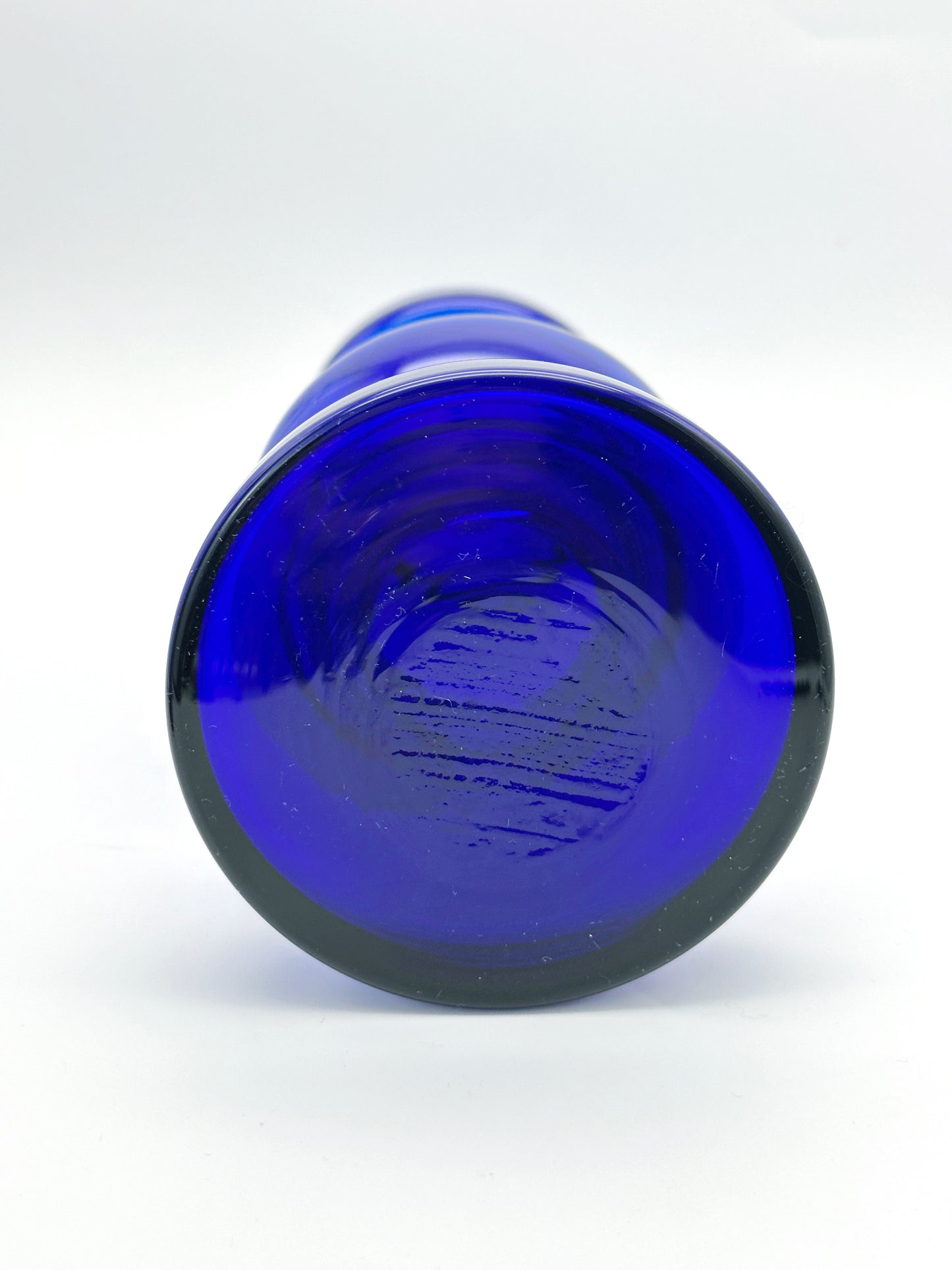 Space Age Vase/Kerzenständer aus blauem Glas