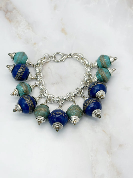 Vintage Gliederarmband Blitzblau & Türkis